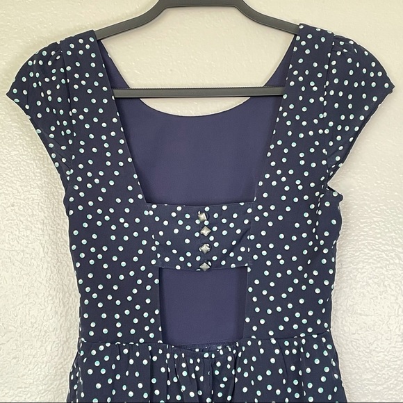 American Eagle Cap Sleeve Blue Polka Dot Mini Dress Size 00 - Picture 9 of 14